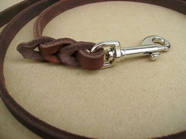 Fettlederleine mit Haken & Handschlaufe 19mm breit