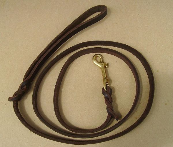 Fettlederleine mit Haken & Handschlaufe 19mm breit